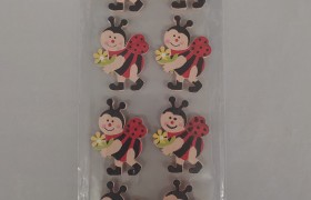 Coccinella in legno adesiva set 8 pz
