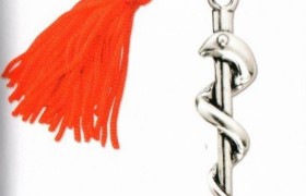 Esculapio metallo e argento con nappa cm.7. MADE IN ITALY