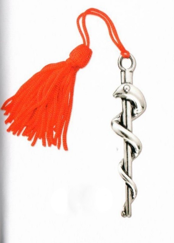 Esculapio metallo e argento con nappa cm.7. MADE IN ITALY