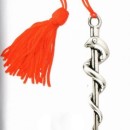 Esculapio metallo e argento con nappa cm.7. MADE IN ITALY