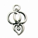 Ciondolo metallo e argento fedi intrecciate con cuore cm 3x2.MADE IN ITALY