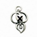Ciondolo metallo e argento fedi intrecciate 25° e 50° glitter cm. 3x2.MADE IN ITALY