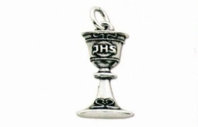 Ciondolo metallo e argento calice comunione cm 3x1,5.MADE IN ITALY