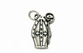 Ciondolo metallo e argento mitra cresima cm. 3x2.MADE IN ITALY