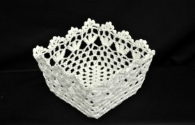 Cestino cotone uncinetto 12x12x9
