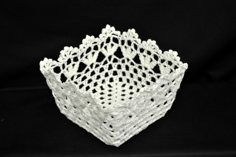 Cestino cotone uncinetto 12x12x9