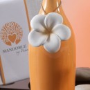 Bottiglia ceramica pesca con applicazione fiore porcellana H 20 con scatola