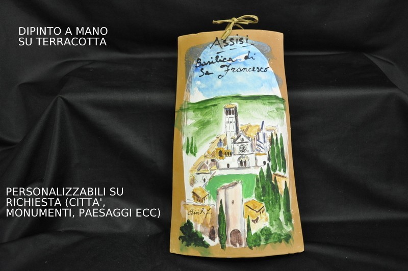 Tegola terracotta con immagine dipinta a mano PERSONALIZZABILE cm.24