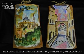 Tegola terracotta con immagine dipinta a mano PERSONALIZZABILE cm.18