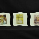 icona in legno 10x10 con applicazione adesiva colorata con scatola