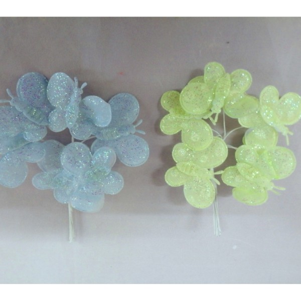 Farfalla tessuto glitter mazzi 6 pz.