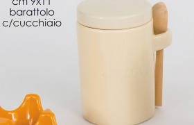 Barattolo in porcellana lucida con cucchiaio + scatola