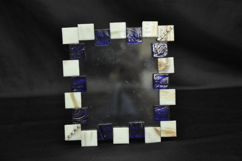 Portafoto vetro, pietre e strass tot. 16x14 MADE IN ITALY