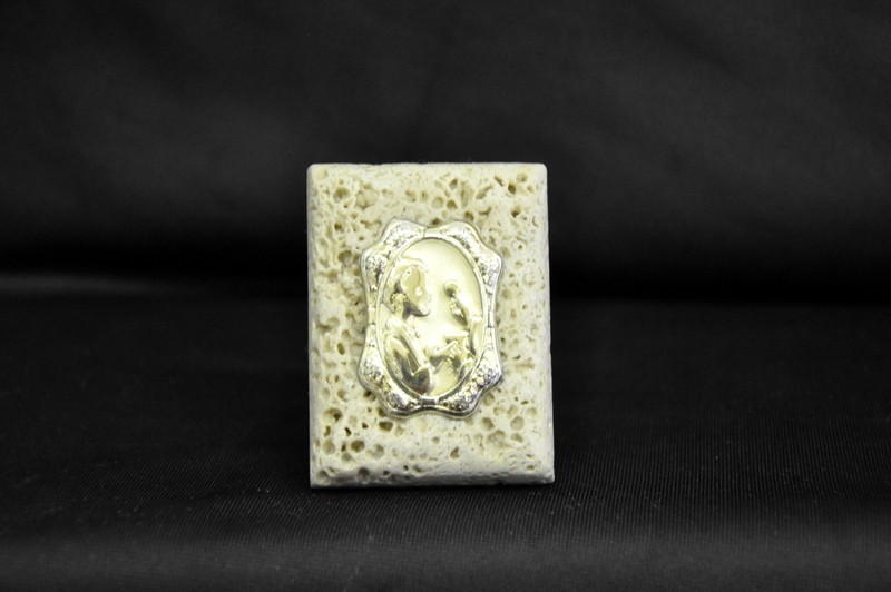 Icona marmo con placca comunione maschio 6x4