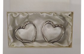 Coppia cuori metallo con strass 5x5 + scatola