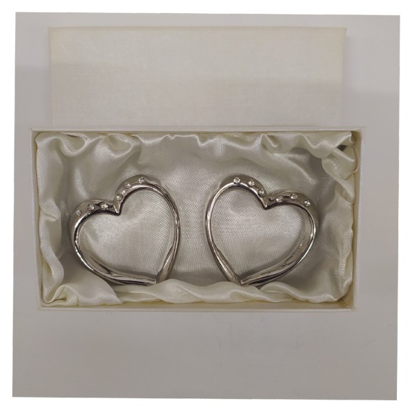 Coppia cuori metallo con strass 5x5 + scatola