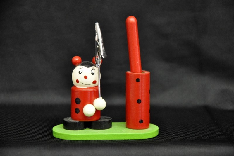 Coccinella in legno memo clip con porta penne L 9 H 10