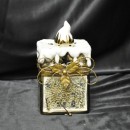 Porta t-light oro con decorazioni natale 9x9 H 17