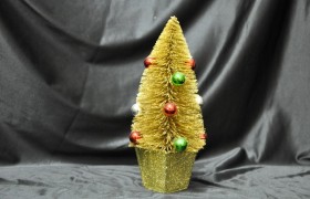 Alberello oro glitter con decorazione palline lucide H 25