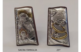 Icona argento su base legno ciliegio H. 5