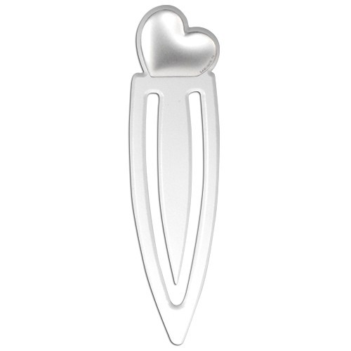Segnalibro legno con cuore argento liscio cm.16