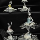Ballerina resina argentata con gonna e base cristallo H. 20 MADE IN ITALY
