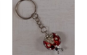 P/chiavi coccinella in resina con strass.MIS.2 X2,5CM