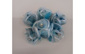 Rose in organza con strass mazzo 6 pz.