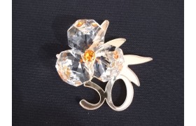 Fiore cristallo con applicazione 50 in plexiglass oro. CM 4