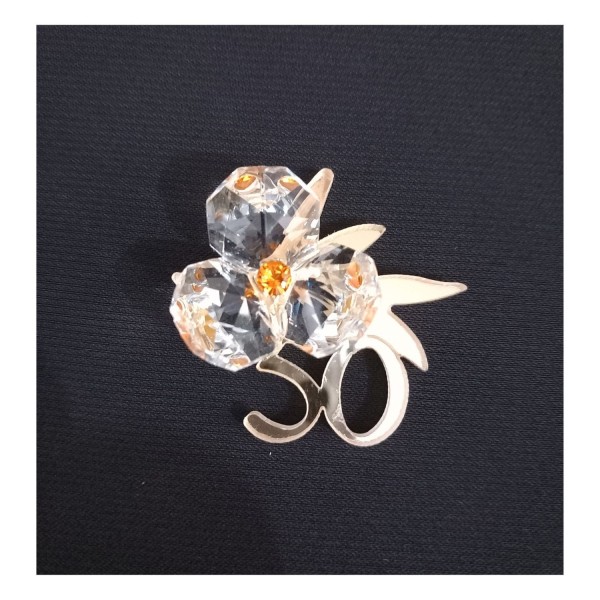 Fiore cristallo con applicazione 50 in plexiglass oro. CM 4