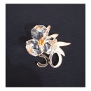 Fiore cristallo con applicazione 50 in plexiglass oro. CM 4
