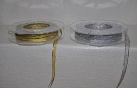 Nastro organza bordato lamè oro e argento  MM 6 MT 25