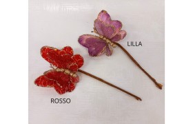 Farfalla glitter con ramo tot CM 18 Colori: LILLA-ROSSO