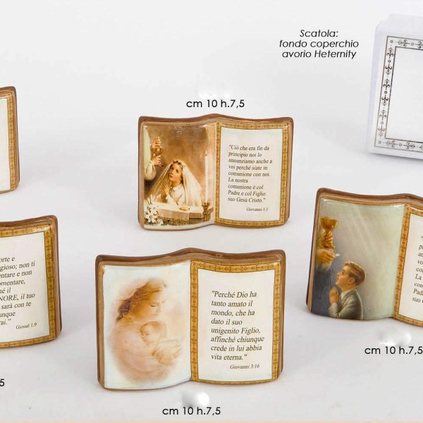 Icone a libro con preghiera in porcellana 8x10 e scatola bomboniera