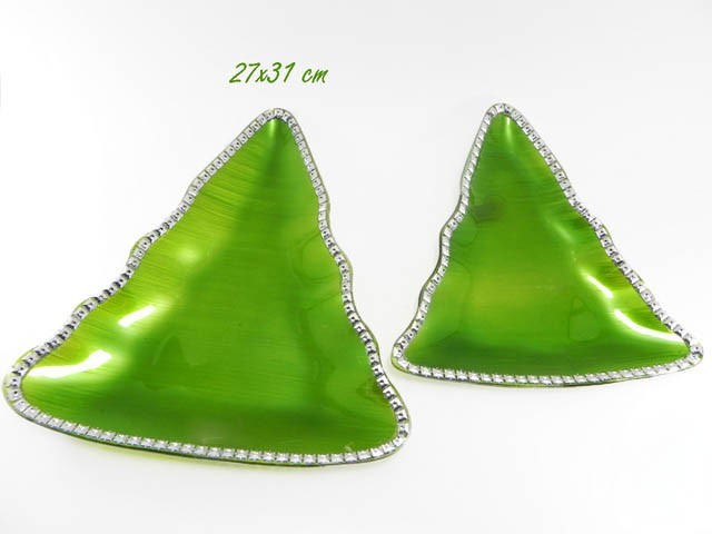 Set 2 piatti natalizi con bordo strass cm 27x31