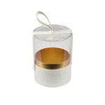 Scatola cilindro cartoncino e pvc con manico similpelle.DIAM.12XH16CM