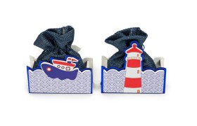 Scatolina legno con decoro mare e sacchetto.ASS.2 MIS.5X8CM