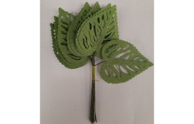 SET 12PZ Foglia tessuto traforato.CM.4,5X5,5