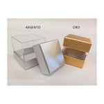 Scatola plexi e cartoncino seta lamè.MIS.5X5X5