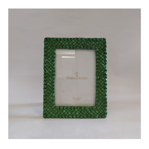 P/foto resina verde texture rattan MIS.18,5X23,5 LUCE 13X18CM
