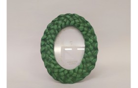 P/foto resina ovale verde texture rattan MIS.10.5X13 LUCE 6,5X9CM