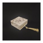 Scatola cartoncino champagne decoro mappamondo dorato con inserto.MIS.7X7 H3CM