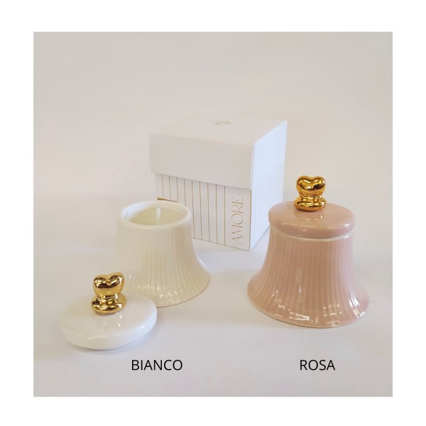 Scatola porcellana con candela box compreso.DIAM.6 H 7CM