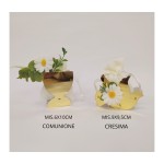 Scatole plexi con fiori e sacchetto cotone panna.