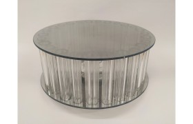 Alzata vetro con luce led.DIAM 25 H 10CM