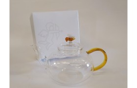 Teiera con ape in vetro borosilicato, fatto a mano.MIS.18X11CM Scatola compresa.