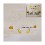 SET2 tazze con cucchiaino in vetro borosilicato,fatto a mano MIS.5X5CM Scatola compresa.
