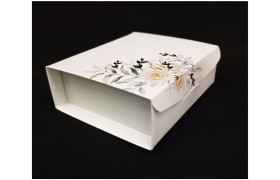 Scatola cartoncino con divisorio e decoro floreale MIS 8X8 H3CM
