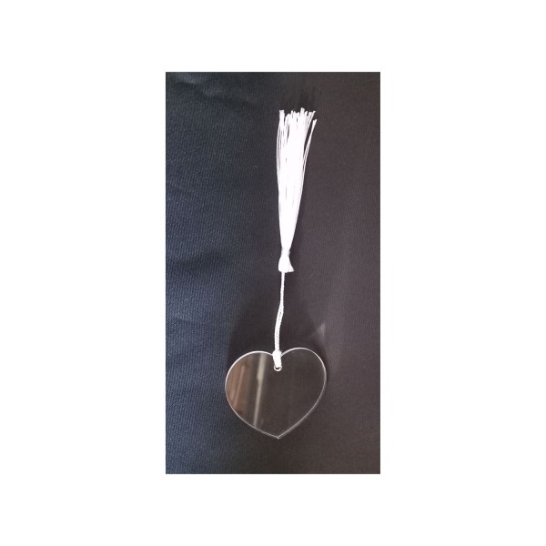 Cuore acrilico con nappa bianca MIS 5X4,5CM