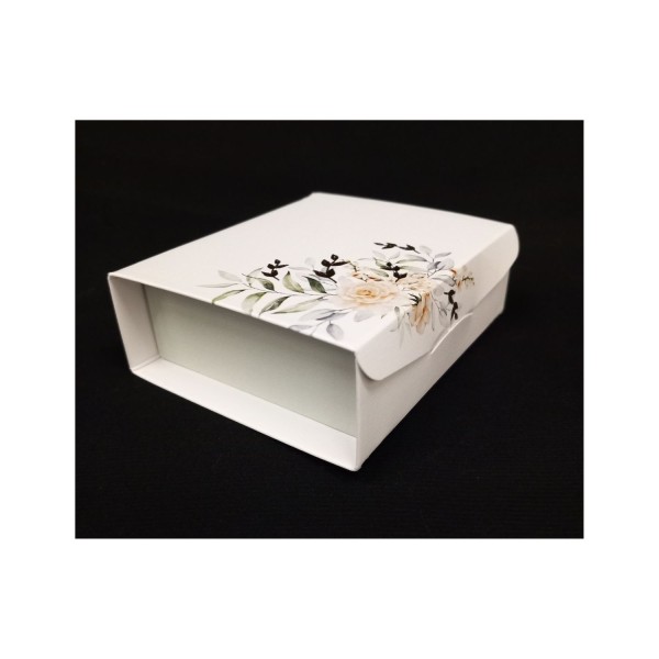 Scatola cartoncino con divisorio e decoro floreale MIS 10X10 H4CM